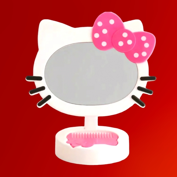 Limited Edition HELLO KITTY Deluxe 360°Swivel Rotating Vanity Mirror With Comb - Picture 11 of 13
